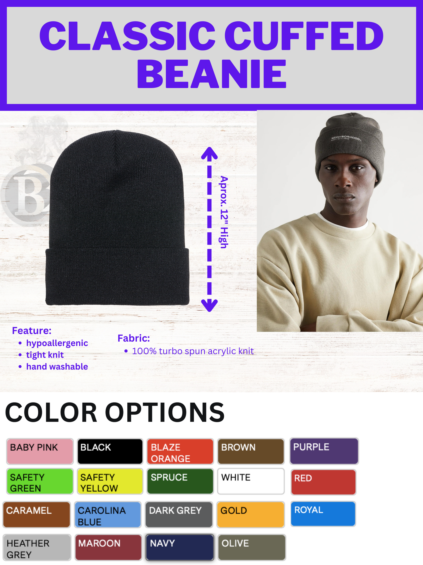 Ribbed & Classic Beanie Packages (Embroidered) - BRNDURNAME