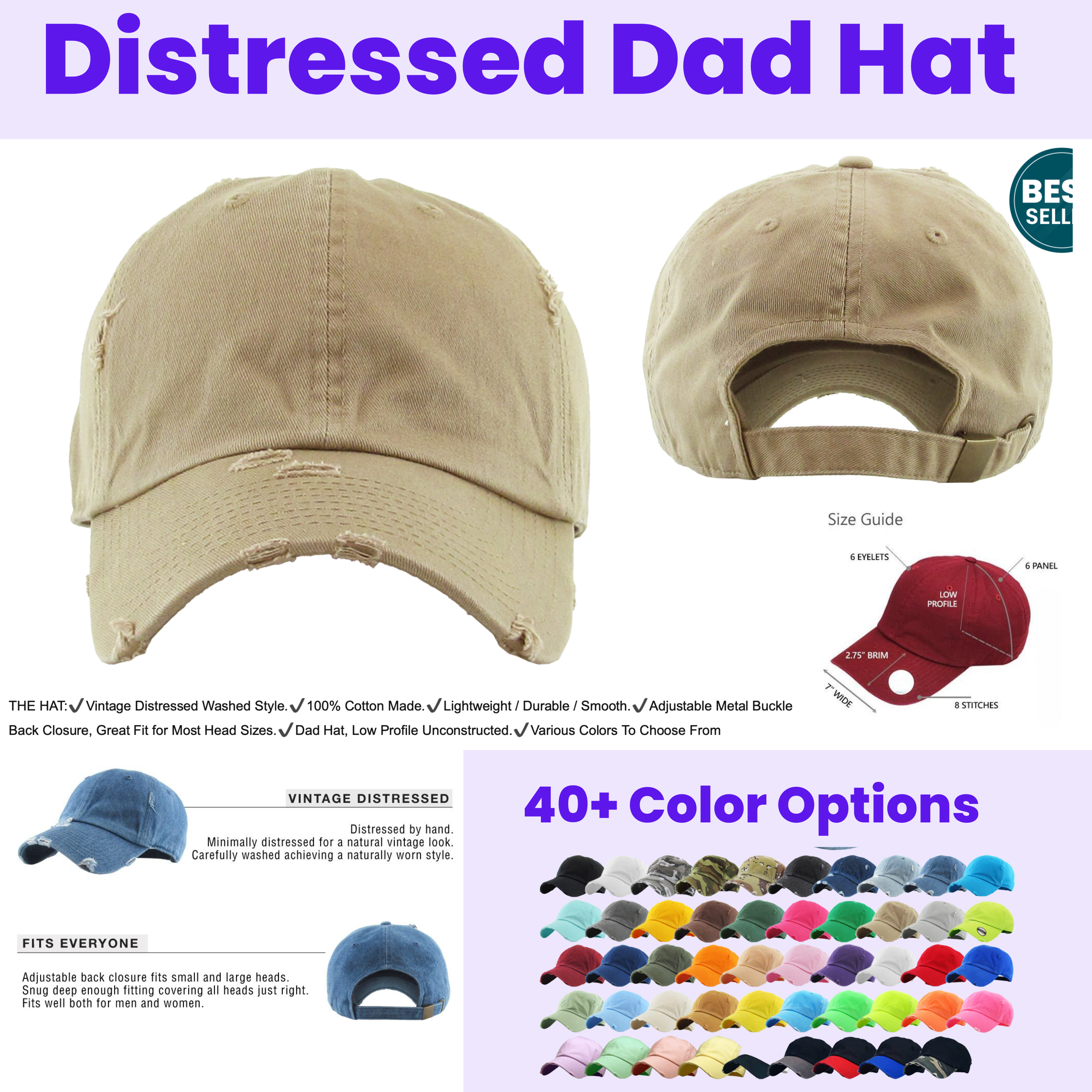 Vintage distressed dad hat, custom vintage hats, vintage style baseball cap