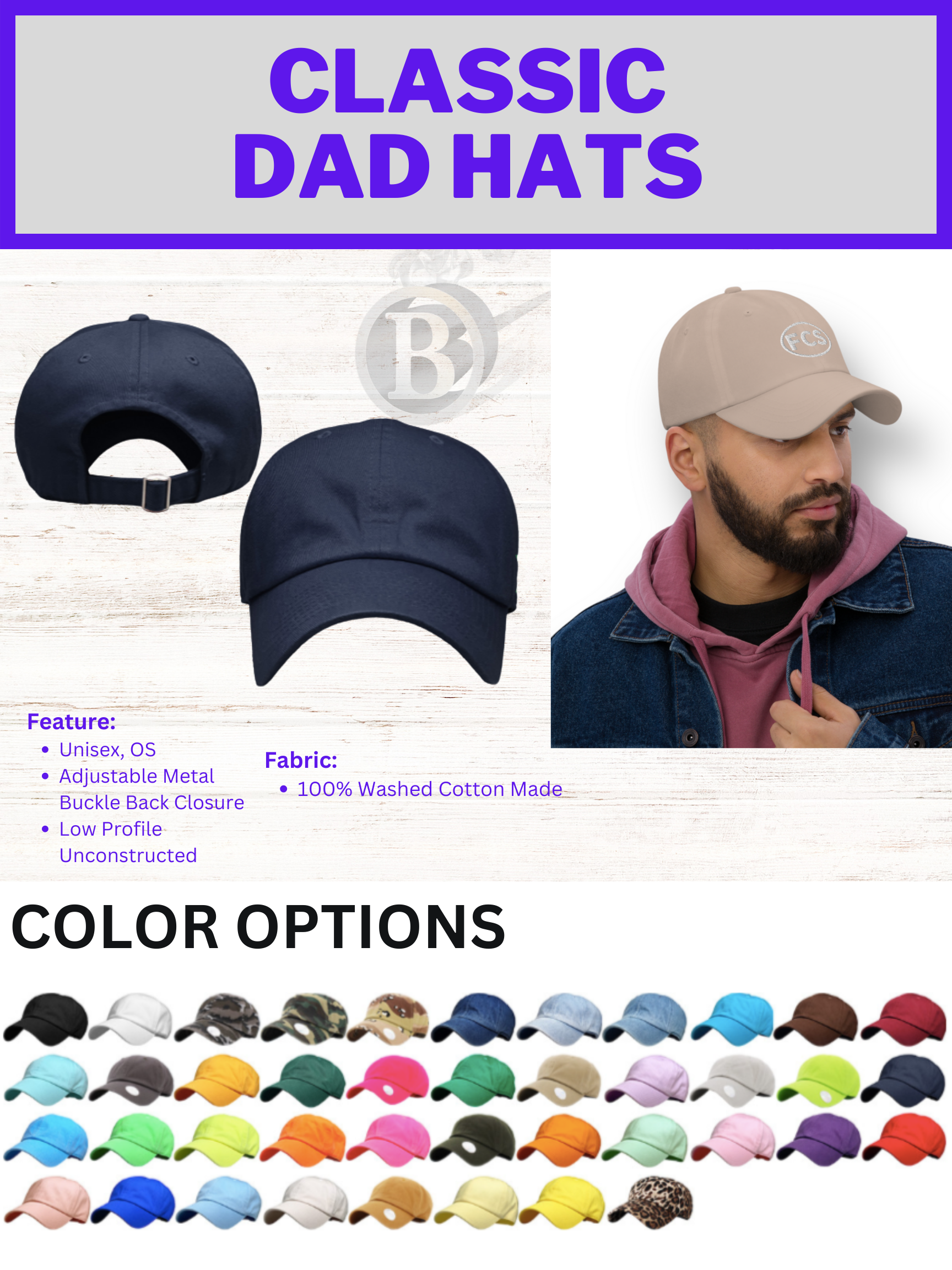 KBE-CLASSIC - Embroidered hats, custom embroidered dad hats, embroidered baseball caps 