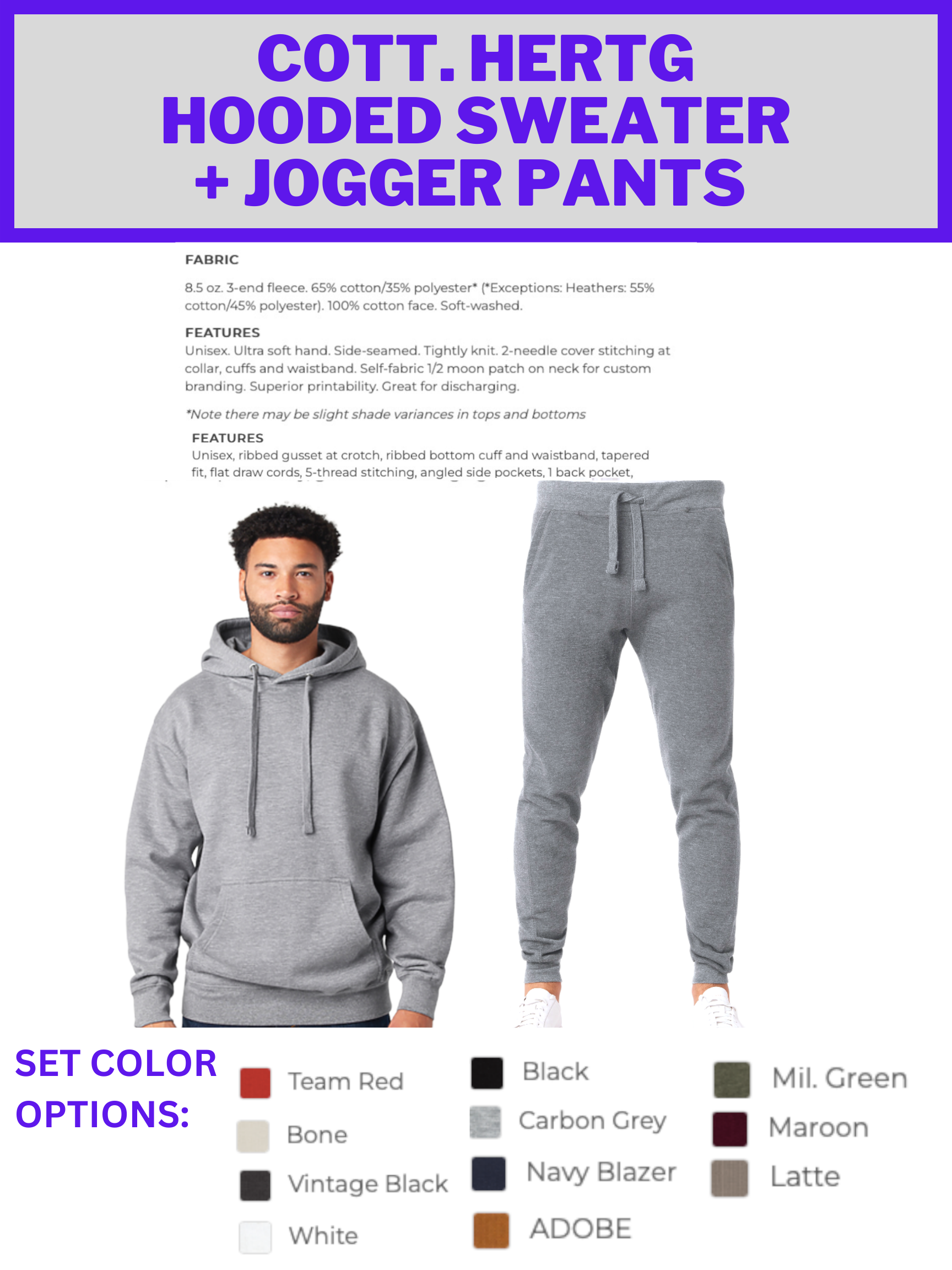 Unisex Jogger Sets & Sweatsuits (Embroidered) - BRNDURNAME