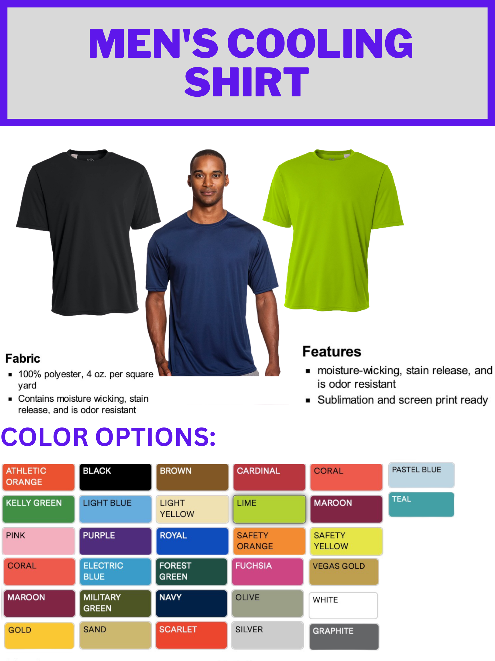 Cooling & Performance Shirts (Screen Printed) - BRNDURNAME