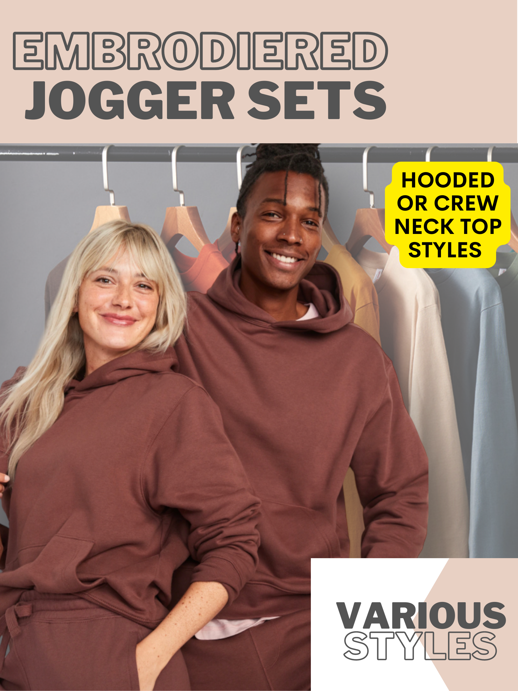 Unisex Jogger Sets & Sweatsuits (Embroidered) - BRNDURNAME