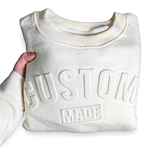 Custom embossed crew neck sweatshirts, embossing