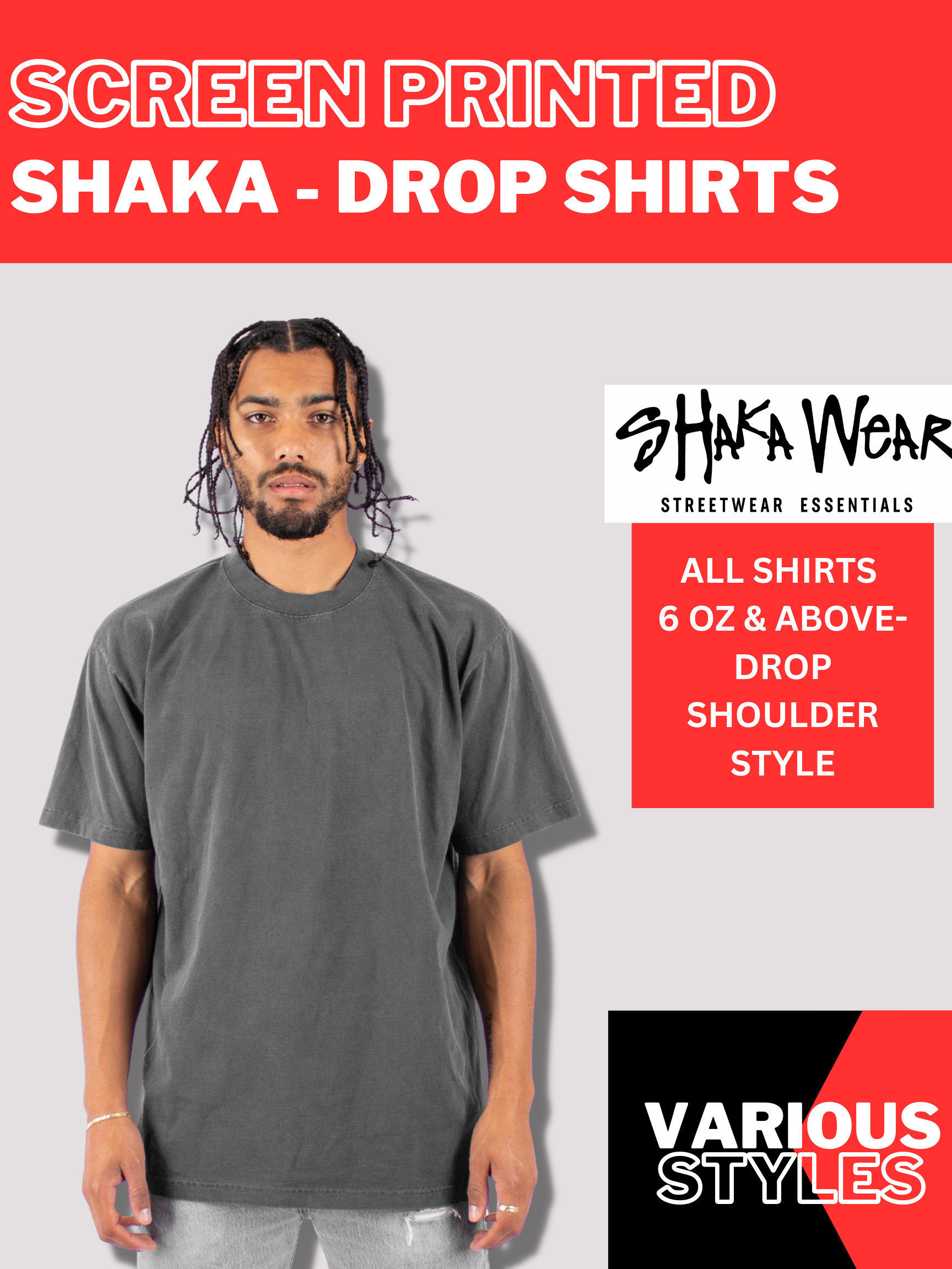Shaka, Boxy Fit Shirts (Screen Printed) - BRNDURNAME